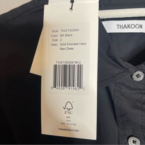 black $250 Thakoon Smocked Waist Maxi Dress With Ladder Trim In BLACK - Picture 10 of 10